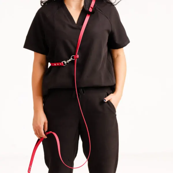 Lesă Hands-Free din Biothane Doctor Totolici, culoare Red