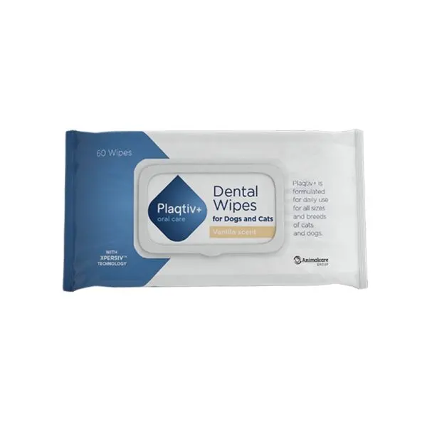 Șervețele dentare pentru câini și pisici Plaqtiv+ Oral Care, 60 buc