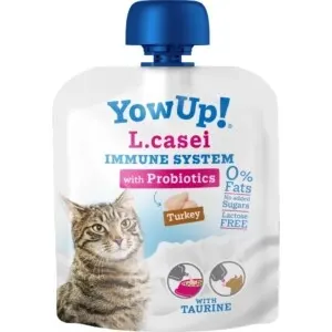 Iaurt pentru pisici YowUp Skin L. Casei Sistem Imunitar cu curcan, fără lactoză, GMO sau zahăr adăugat, 85g