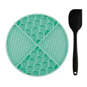 Covoraș hrănire lentă pentru câini – Slow & Lick mat Doctor Totolici, Circular Mint + Spatulă silicon cadou
