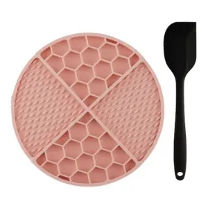 Covoraș hrănire lentă pentru câini – Slow & Lick mat Doctor Totolici, Circular Pink + Spatulă silicon cadou