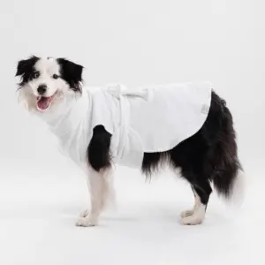 Halat de baie pentru câini Doctor Totolici, 100% bumbac, culoare White