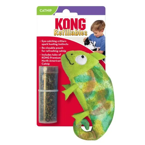 Jucărie senzorială pentru pisici cu reumplere KONG Refillable Chameleon
