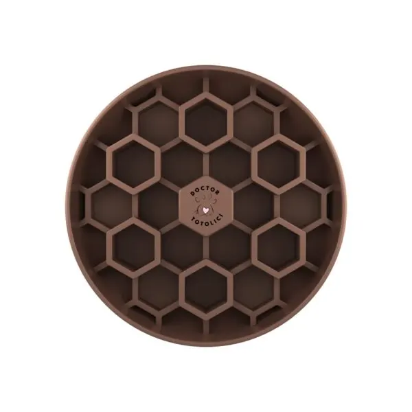 Bol hrănire lentă pentru câini - Slow feeder Honeycomb Doctor Totolici, culoare Cocoa Brown