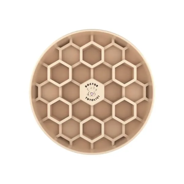 Bol hrănire lentă pentru câini - Slow feeder Honeycomb Doctor Totolici, culoare Oat Milk