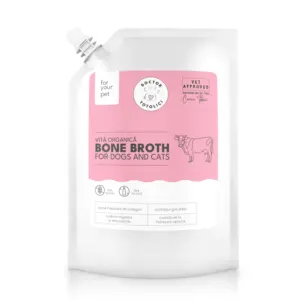 Supă de oase de vită organică pentru câini și pisici Doctor Totolici®, cu dop resigilabil, 350 ml