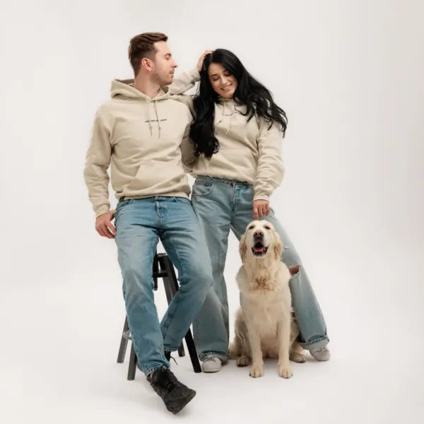 Hanorac unisex Doctor Totolici® 'certified pet parent', culoare Sand
