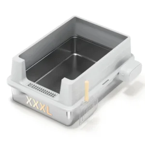 Litieră inox Shaw XXXL pentru pisici, cu prag și lopățică incluse