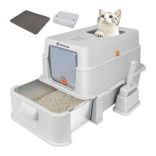 Litieră inox modulară Shaw XL pentru pisici, cu sertar