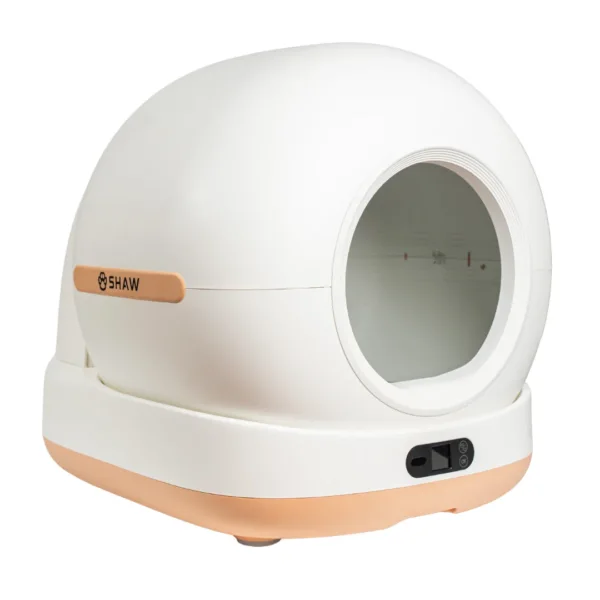 Litieră automată smart Shaw Ultra View pentru pisici, cameră video, auto-curățare, sterilizare UV, odorizant, aplicație mobilă, culoare bej