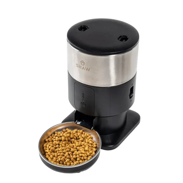 Hrănitor automat smart Shaw PRO V3 Mini compact pentru câini și pisici, 2 L, control din aplicație, culoare negru