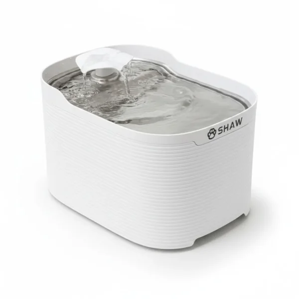 Fântână automată de apă pentru câini și pisici, Shaw Fresh, 2,5 L, tavă din inox și filtrare continuă