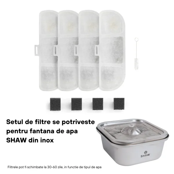 Set 4 filtre de schimb pentru fântâna smart din inox Shaw